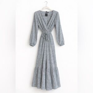 Chiffon Wrap Maxi Dress in Light Green